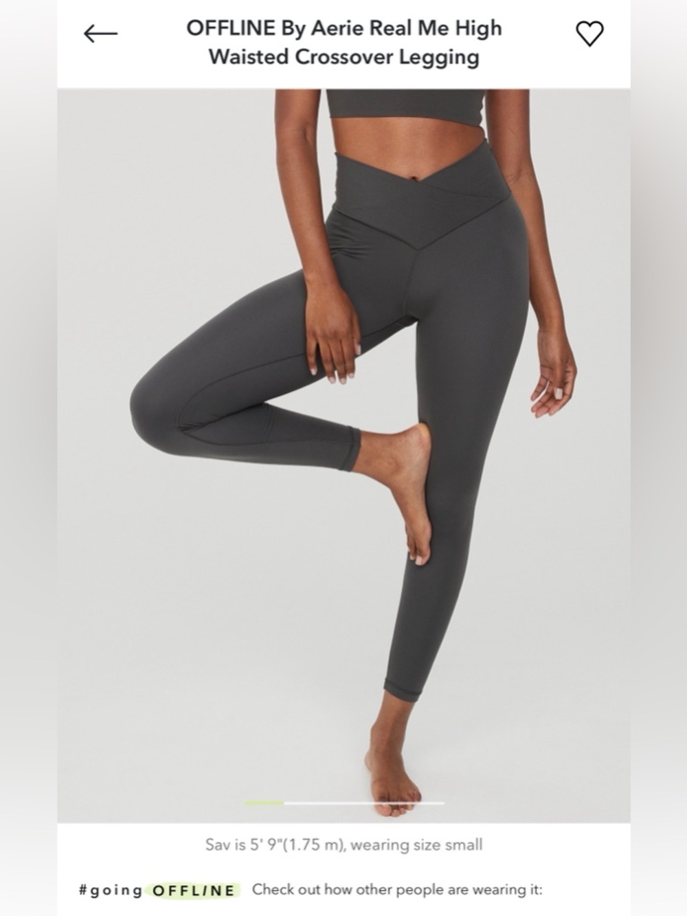 NWT! Offline by Aerie Real Me 7/8 Leggings Size L Smoked Gray